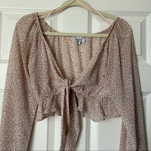 Tie front floral crop top